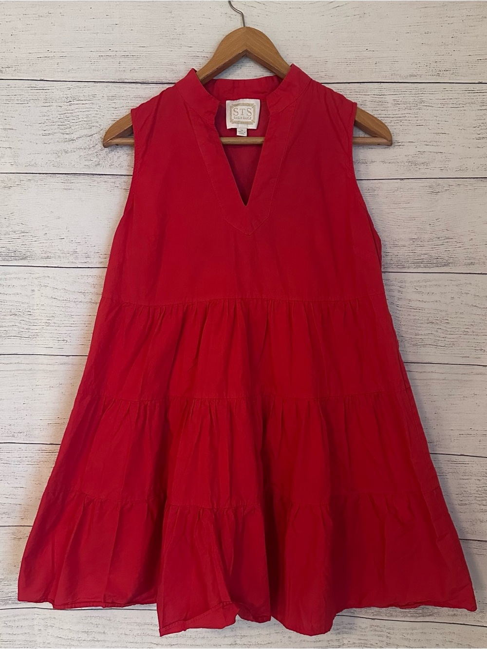 Sail to Sable Sleeveless Tiered Dress in Red.